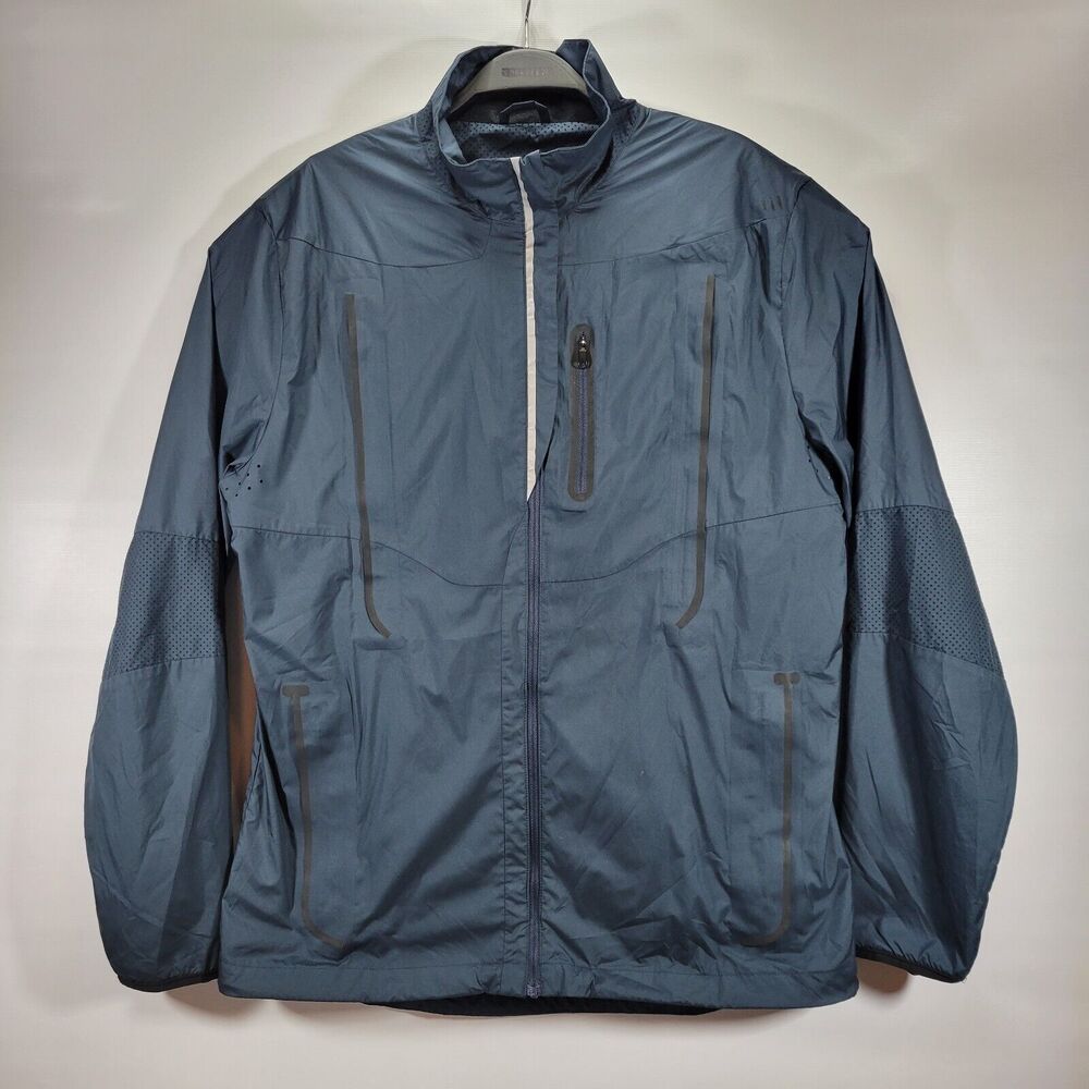 LULULEMON MENS BLUE LIGHTWEIGHT REFLECTIVE VENTED FULL ZIP RUNNING JACKET SIZE L